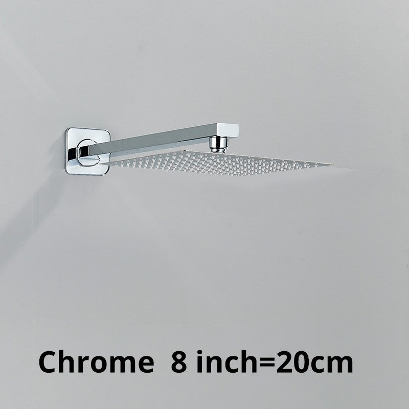 Chuveiro Quadrado de Teto 8"/10"/12" Ultrafino para Banheiro com Braço de Chuveiro Acessórios de Torneira Montado na Parede