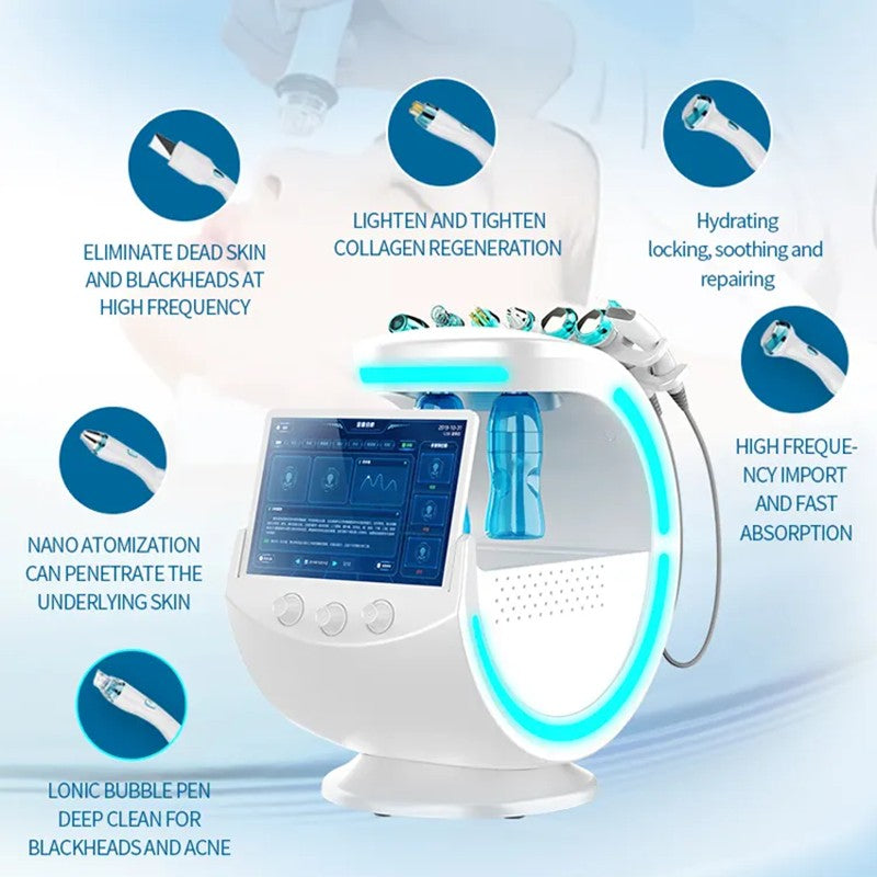 7 in 1 Smart Ice Blue Multifunctional Facial Care Instrument Facial Deep Cleansing Hydrating Microdermabrasion Machine