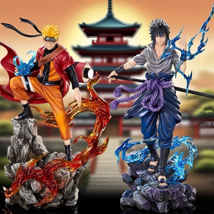 27cm Naruto Anime Figure Uzumaki Naruto Uchiha Sasuke Action Model Pvc Statue Desktop Ornament Collection Toys Gift