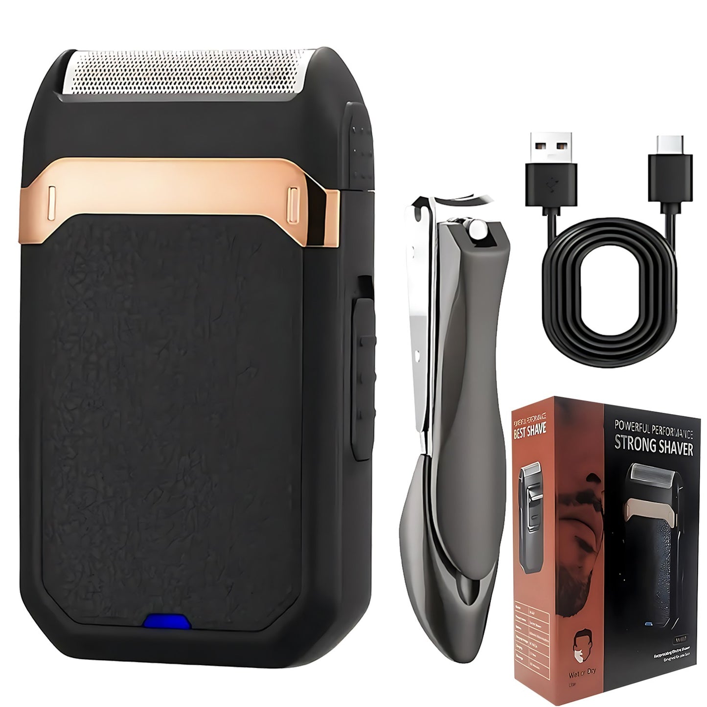 Beard Shaver Electric Sideburns Trimmer For Man With Nail Clipper Cutter Rechargeable Lithium Battery