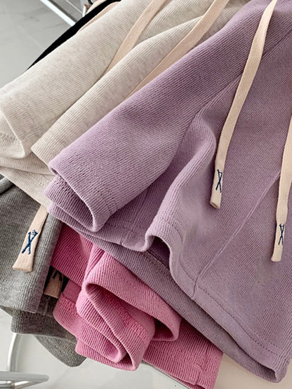 AOSSVIAO 2025 Summer Shorts Women Elasticity Lovely Girls Korean Style Sweet Students Harajuku Simple Pure Gray Trousers Female