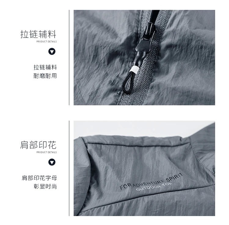2025 Men's Summer Sun Protection Jacket Ultra-Light Thin Skin-Friendly Breathable UV Proof Fishing Ice Silk Sunscreen Coat