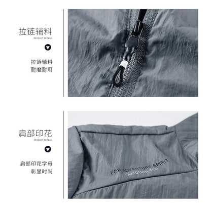 2025 Men's Summer Sun Protection Jacket Ultra-Light Thin Skin-Friendly Breathable UV Proof Fishing Ice Silk Sunscreen Coat