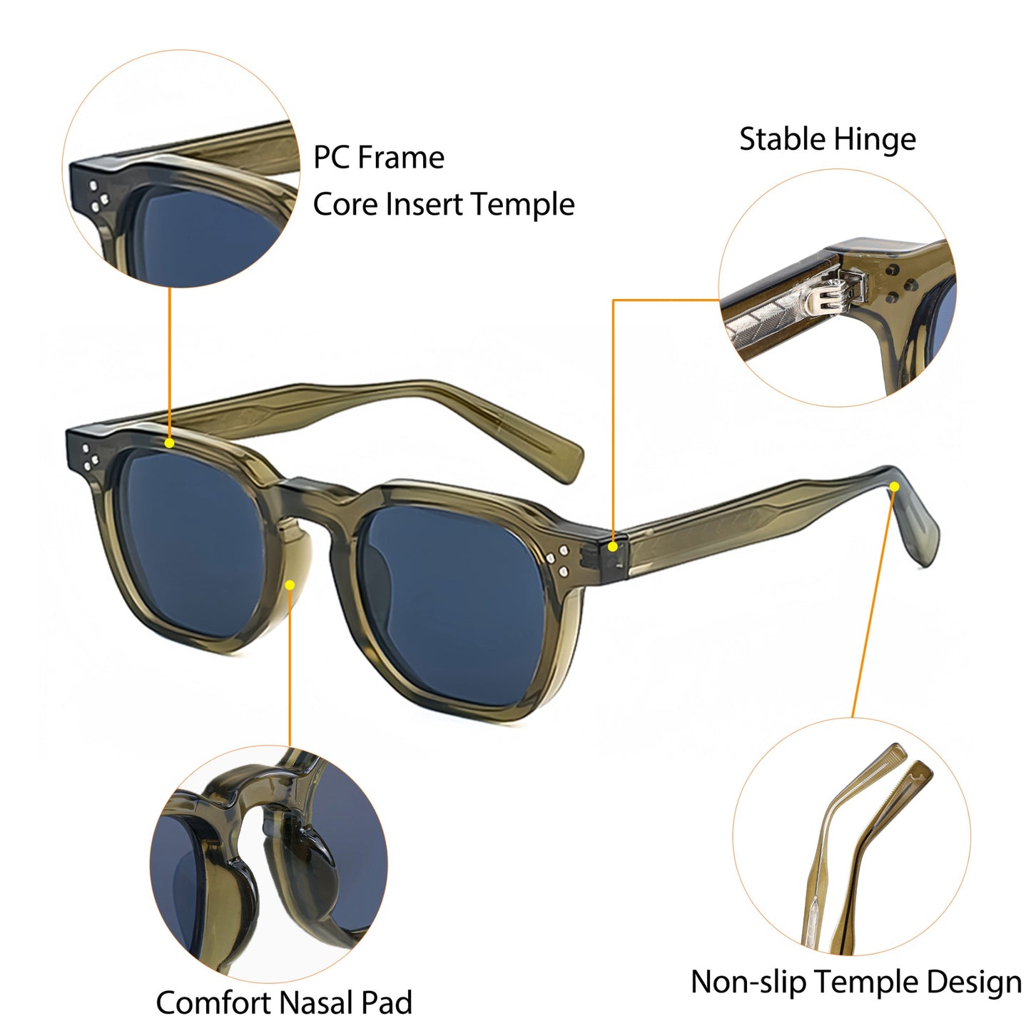 Óculos de Sol Retrô Punk CATERSIDE Masculino Armação Pequena Quadrada Design Personalizado Óculos de Sol Feminino Viagem Festa Negócios Festival Presente