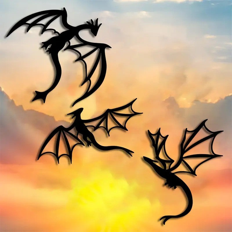 Dragon Metal Wall Art, Gift for Dragon Lovers, Room Decoration, Legend Cave Fantasy Art, Metal Mural Indoor and Outdoor Home Terrace Balcony Decoration,