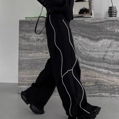 Men's Casual Pants Straight Punk Black Loose Baggy Male Trousers Clothes Plus Size Polyester Vintage Sale Cotton Fashion 2025