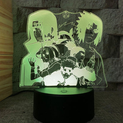 Anime Naruto Uzumaki LED Night Light Toys Akatsuki Kakashi Hatake Kid Bedroom Nightlight Itachi Uchiha 3D 7/16 colors Lamp Decor