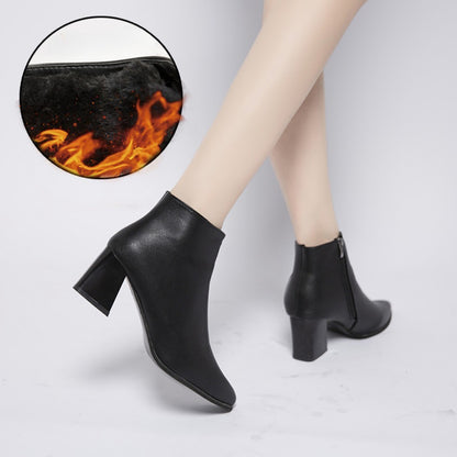 White Ankle Boots for Women 2024 Side Zipper Stretch Middle Heel Large Size Short Boot Fashion Pointed Boots  Big  Size 43