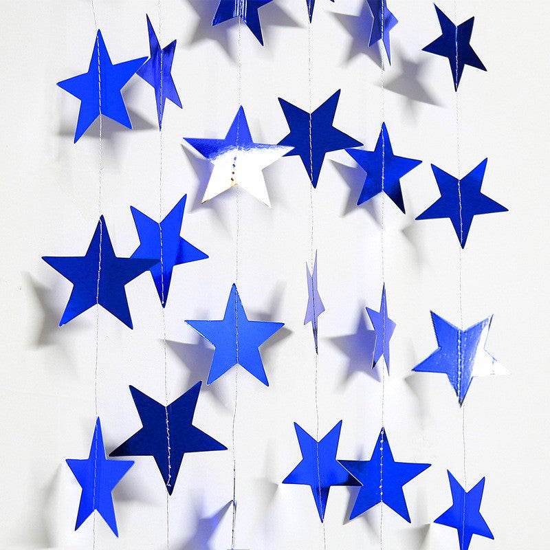 4M Paper Glitter Gold Blue Moon Star String Garland Hanging Banner Wall Party Decorations for Eid Mubarak Wedding DIY Decoration
