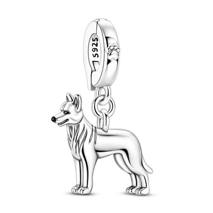 925 Sterling Silver Dog Charms French Bulldog Poodle German Shepherd Beagle Dachshund Pendants Fit Bracelets DIYJewelry Gift