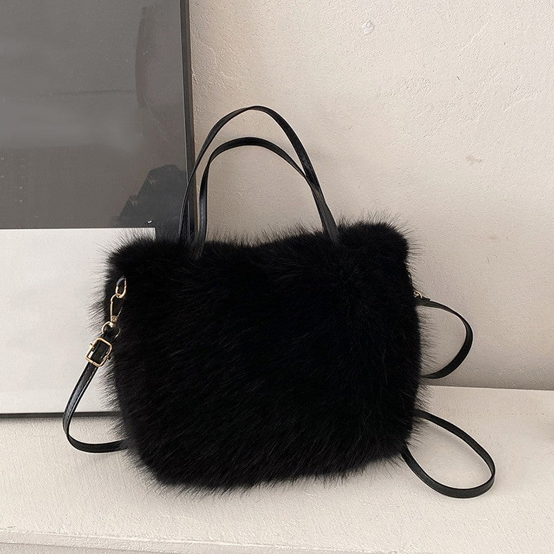 Solid Zipper Women's Shoulder Bags Ladies Bags on Sale 2024 High Quality Winter Milk Cotton Women's Handbags Fashion Soft Bolsos