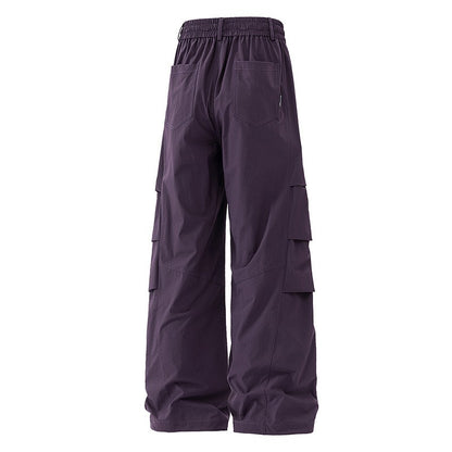 Calça Masculina de Pesca ao Ar Livre Sensação de Alta Qualidade Americana Pregueada Suspensa Casual Solta Longa Outono Calça Perna Larga Calça Reta