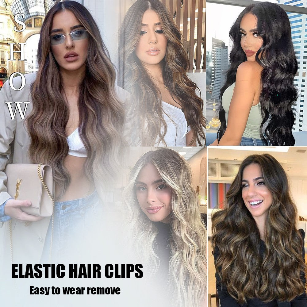 Extensões de Cabelo Sintético com Ondas Corporais 4pçs/conjunto Perucas com Grampos Extensões de Cabelo para Mulheres e Meninas