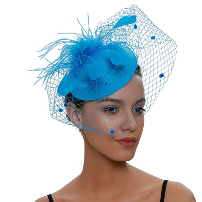 Fascinator Hat Veil Feather Fascinator Hair Clip Tea Party Pillbox Derby Hat Fascinator Bridal Wedding Veil