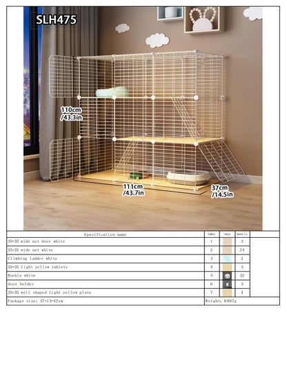 Grande Gaiola de Gato para Uso Doméstico, Vila de Gatos Gigante Interna, Estrutura de Escalada para Gatos com Espaço Livre de Várias Camadas, Casa de Gatos Luxuosa, Casa de Gatos