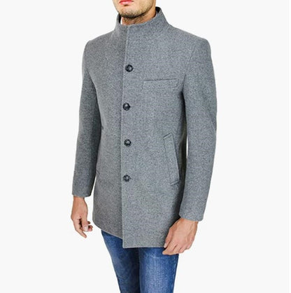 Elegant Jackets Man Single Breasted Man's Janket Solid Wool Blends Mid-length Trench Coat Long Men's Coat