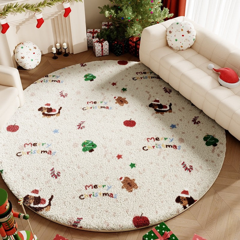 VIKAMA Luxurious Christmas Eve Flannel Floor Mat For Living Room Sofa Carpet Anti-Slip And Stain-Resistant Home Decoration
