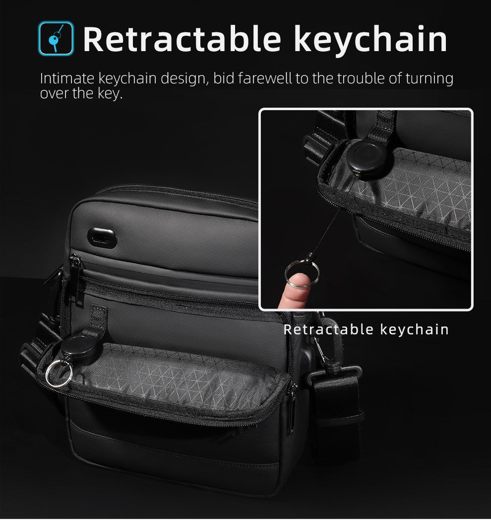 HK Casual Men's Shoulder Bag Large Crossbody Bag USB Charging Travel Sports Chest Bags Waterproof Sling Pack With Headphone Jack