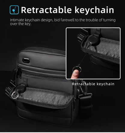 HK Casual Men's Shoulder Bag Large Crossbody Bag USB Charging Travel Sports Chest Bags Waterproof Sling Pack With Headphone Jack