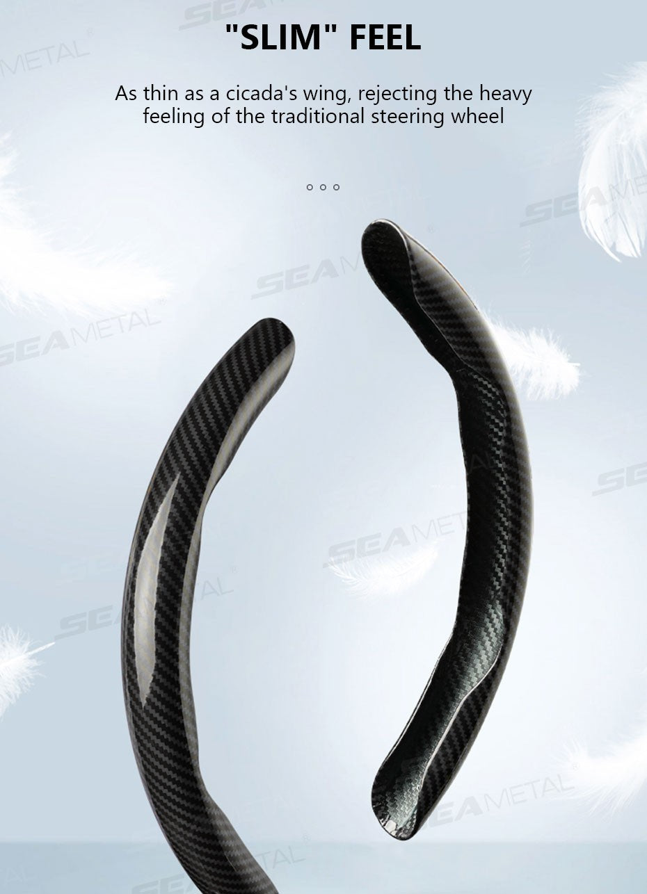 SEAMETAL 2/3Pcs Car Steering Wheel Cover Carbon Fiber Anti-Slip Steer Wheel Protector Cover 38cm Universal Car Protection Cover