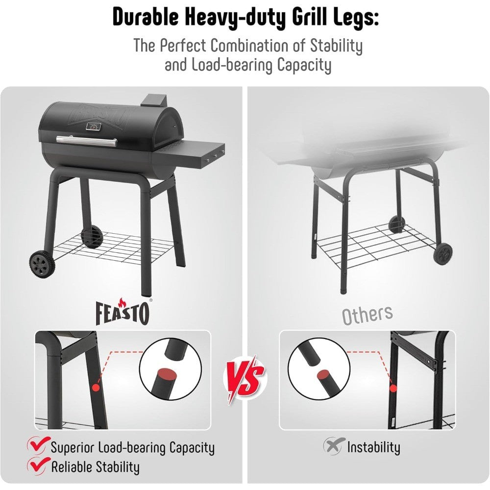 Outdoor Charcoal Grill with Cover and Offset Smoker, 832 Sq. In. Heavy-Duty BBQ Grill with Side Table for Backyard Cooking