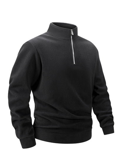 2025 Men Casual Fleece Sweatshirts Tops Men Sport Classic Stand Collar Sweatshirts Men’s Quarter Zip Hoodie Basic Pullover 3XL