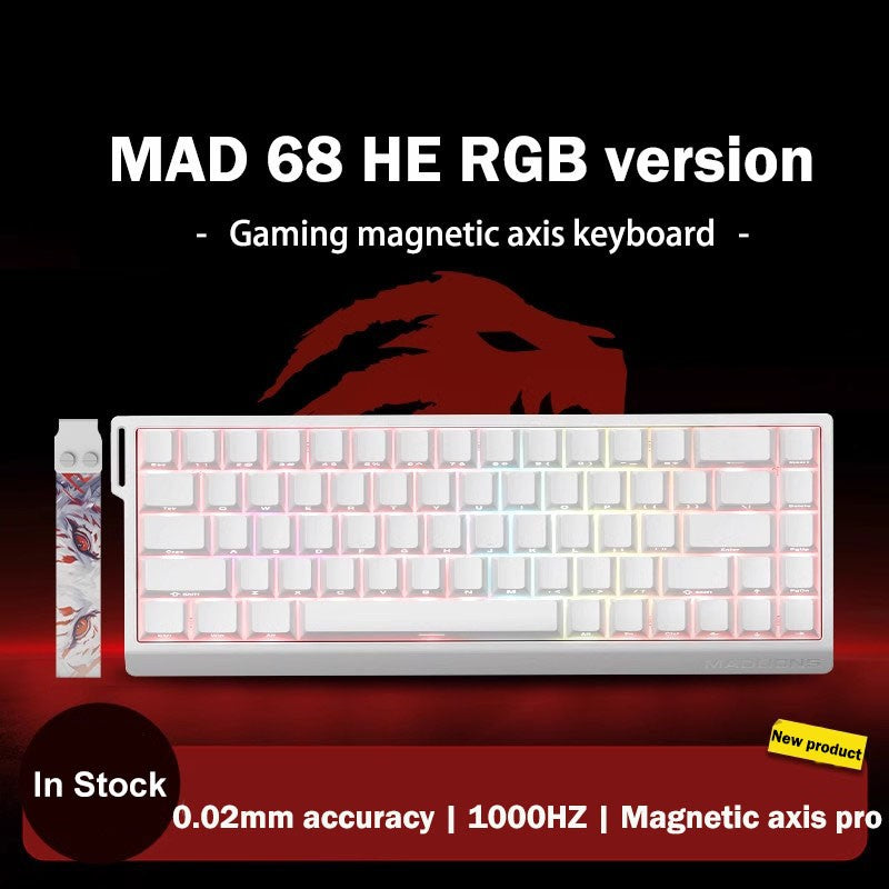 Teclado Gamer Switch Magnético MADLIONS MAD 60/68HE Com Fio Drive Web Custom 8K 61/68 Retorno RT Ajustável Hot Swap