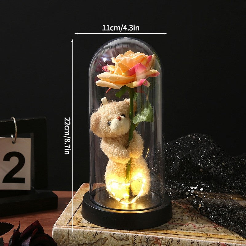 Eternal Rose Flowers Artificial Foil Flower in Glass Glow Immortal Flower LED Roses Lamp Flores Eternas Christmas Lover Gift
