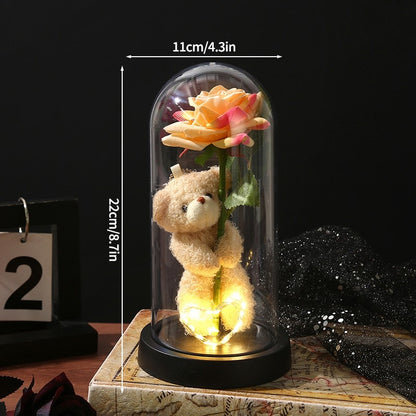 Eternal Rose Flowers Artificial Foil Flower in Glass Glow Immortal Flower LED Roses Lamp Flores Eternas Christmas Lover Gift