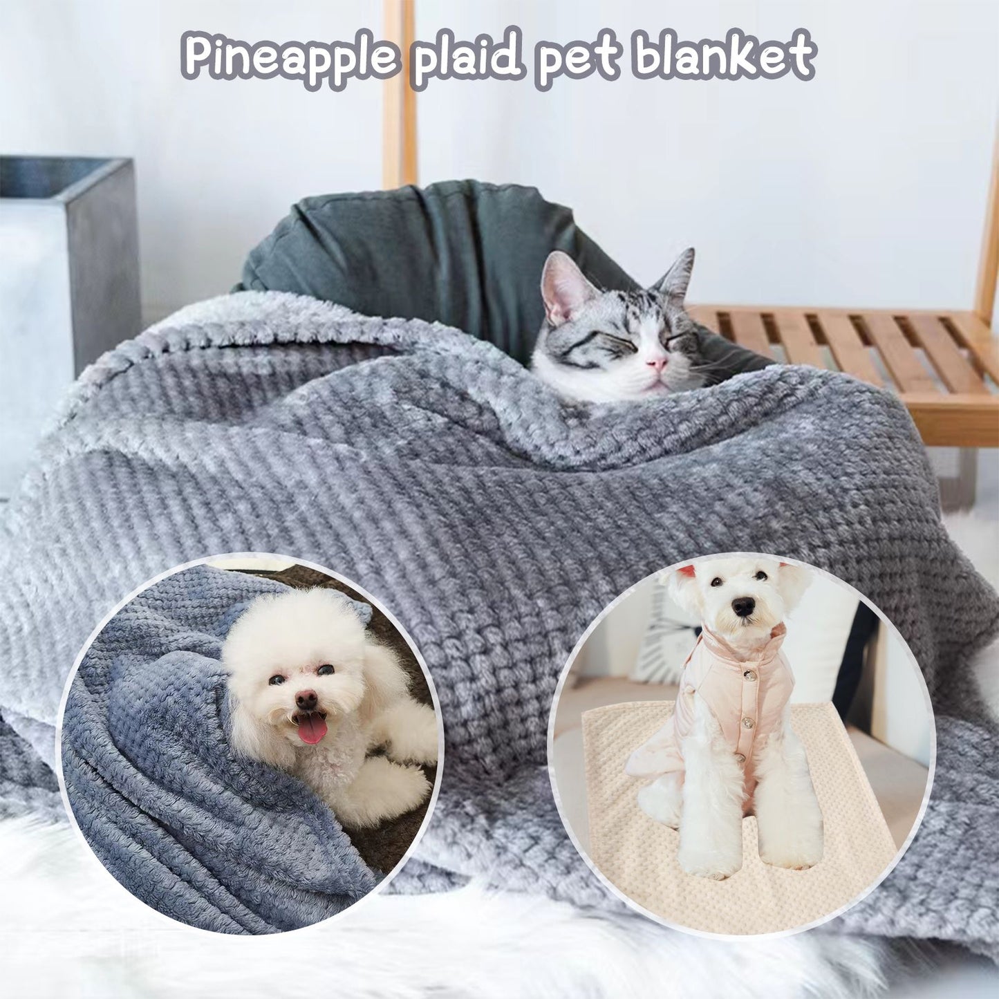 Cobertor macio para animais de estimação, manta de dormir de pelúcia para cães, cor sólida, lavável, almofada de sofá portátil, manta quente para gatos, tapete doméstico para o inverno