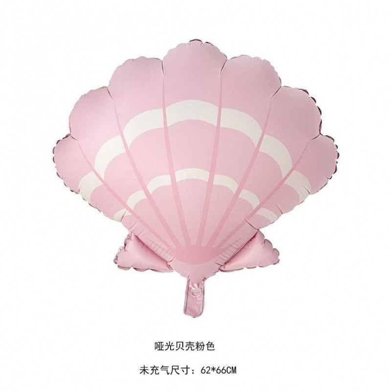 insOcean-themed girl princess mermaid tail, shells, dolphin, conch, balloons birthday party event decoration
