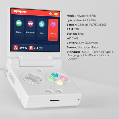 MIYOO Mini Flip Retro Handheld Game Console With New Hinge 2.8''IPS Screen Portable Video Game Consoles Classic Gaming Emulator