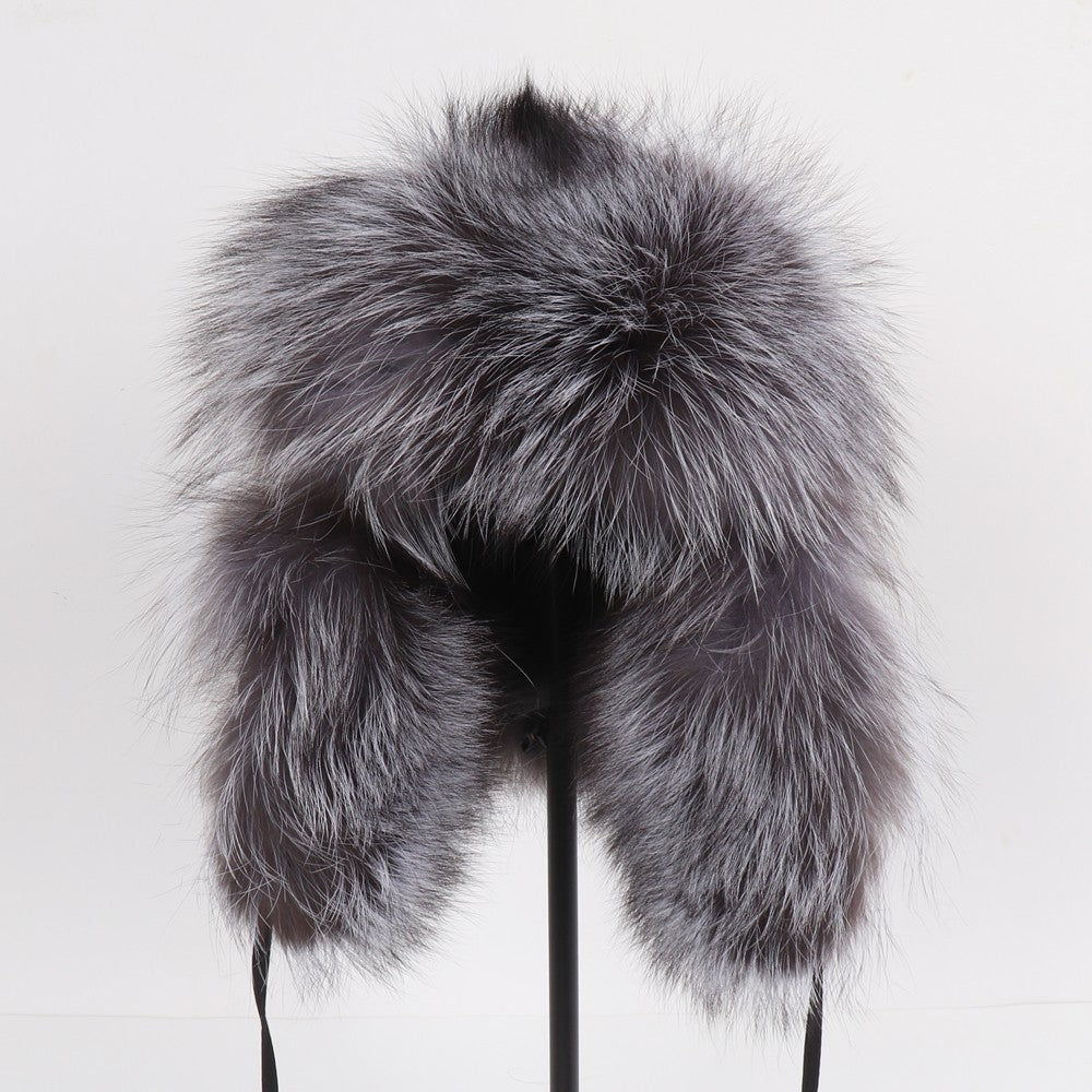 2025 Novo Chapéu Feminino Ushanka Russo de Pele de Raposa Natural Inverno Grosso Quente Orelhas Moda Chapéu Bomber Senhora Gorro Genuíno de Pele de Raposa Real