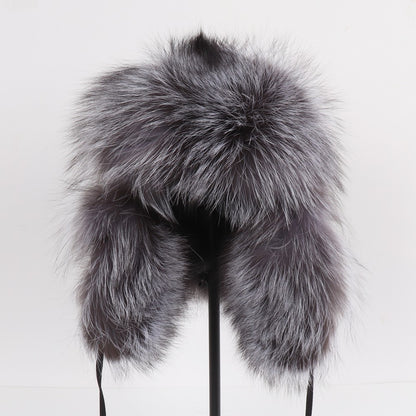 2025 Novo Chapéu Feminino Ushanka Russo de Pele de Raposa Natural Inverno Grosso Quente Orelhas Moda Chapéu Bomber Senhora Gorro Genuíno de Pele de Raposa Real