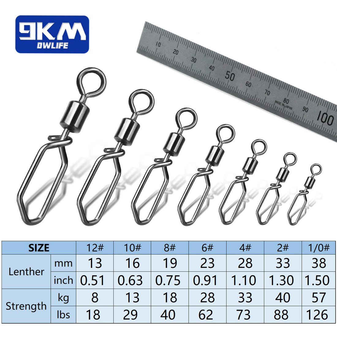 Giradores de Pesca com Snap 25~100 Peças Aço Inoxidável Girador de Tambor Rolante Clip Interlock Conector de Isca de Pesca Água Salgada