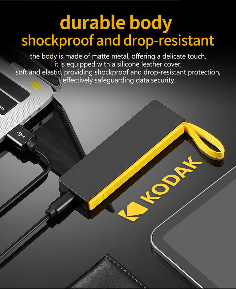 KODAK Portable SSD External Hard Drive 2TB 1TB 512GB 256GB Flash USB3.2 Type-C Mini PSSD for Laptop Desktop Smartphones