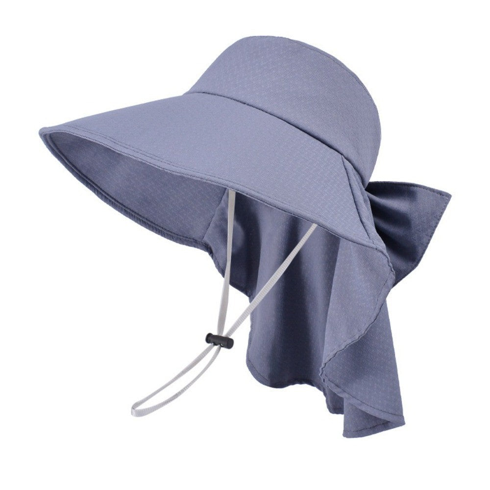 New Neck Protection Shawl Beach Cap Breathable Wide Brim Bucket Hat Bow Anti-UV Fisherman Hat Women