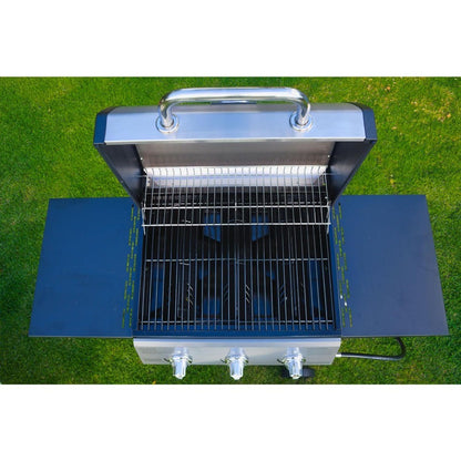 Churrasqueira a Gás Propano Grill Boss com 3 Queimadores, Churrasqueira Portátil com Tampa, Rodas e Prateleiras Laterais, Preto - Acessórios e Equipamentos para