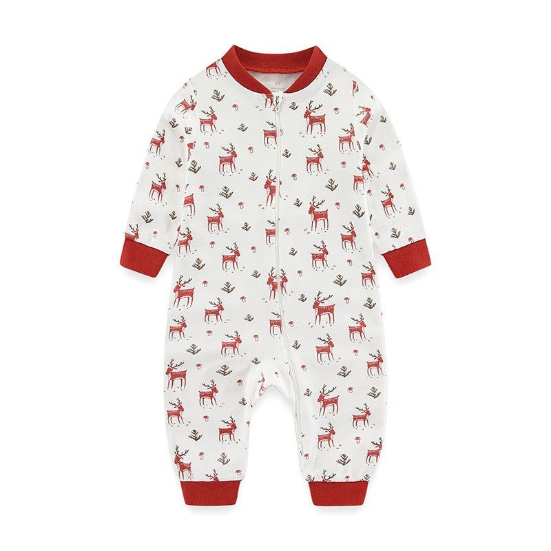 Kiddiezoom 1/2Pcs Fashion Christmas Cartoon 100%Cotton zipper Baby Boy Girl Rompers Soft newborn Clothes
