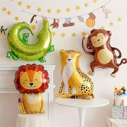 Cartoon Animal Aluminum Foil Balloon Giraffe Lion Monkey Balloon Jungle Zoo Theme Party Kidsren's Birthday Holiday Decoration