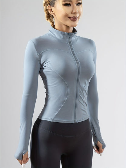 Yoga clothes women's autumn and winter sports yoga coat standing collar long sleeve top Pilates training running fitness clothes