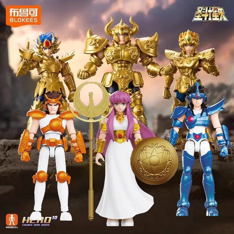 Blokees Gold Saint Action Figure Versão Galáxia 02 Libra Dohko Sagitário Saint Seiya Brinquedos de Montar Presente de Aniversário Infantil