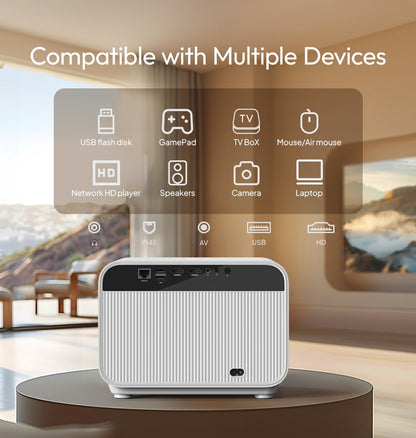 Projetor BYINTEK LOVE U12 Full HD 1080P 4K 800 ANSI Android WiFi 6 Foco Automático para Home Theater, Filmes e Reuniões