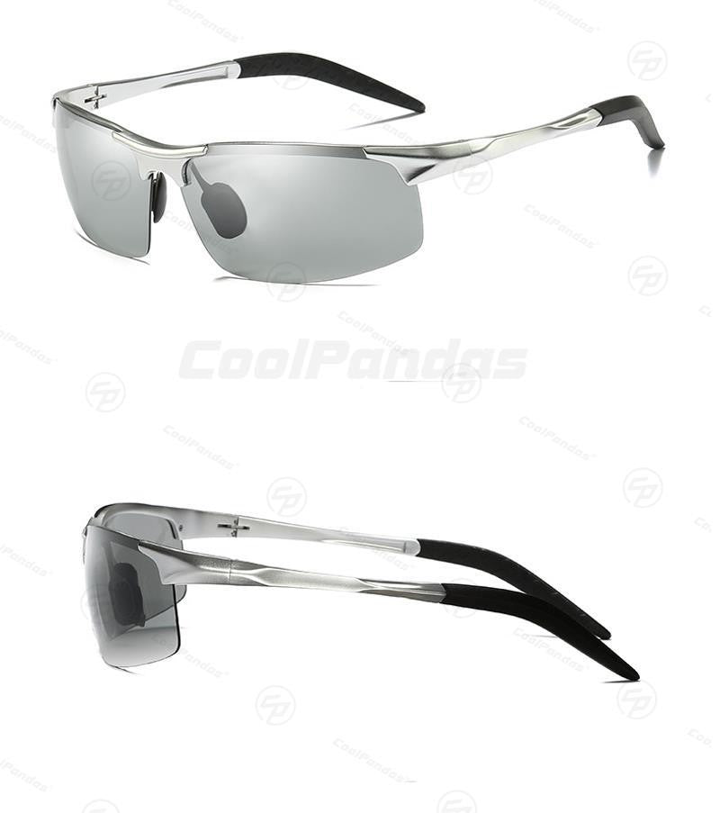 CoolPandas Óculos de Sol Fotocromáticos Masculinos Polarizados Sem Aro para Esportes ao Ar Livre Óculos de Condução Dia Noite Camaleão Óculos Masculinos
