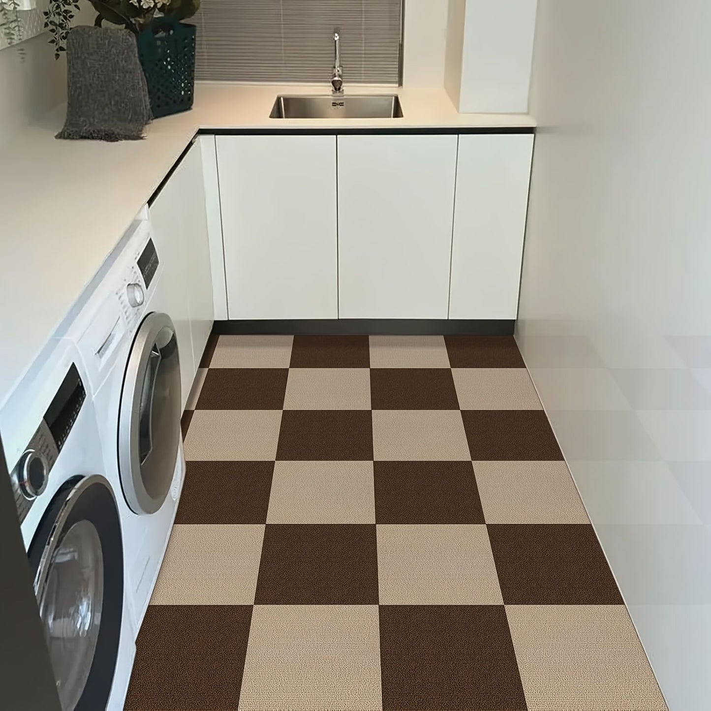 30cmX30cm Self-adhesive Anti Slip Splicing Block Floor Mute Rug Bedroom Mat Carpet Water Absorption Kitchen Living Room Home