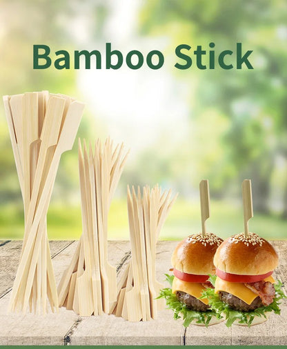 100 Varas de Bambu Descartáveis Espetos Naturais de Bambu para Churrasco Espetinhos para Churrasco, Frutas, Coquetel, Acampamento, Ferramentas de Churrasco em Festa