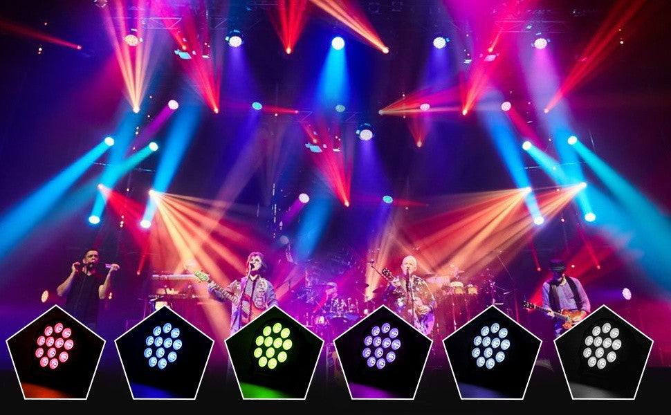 U'King 8PCS Battery LED Par Light RGBW Stage Flat Strobe Light Par Light Effect DJ Disco Party Holiday Bar Wedding Birthday