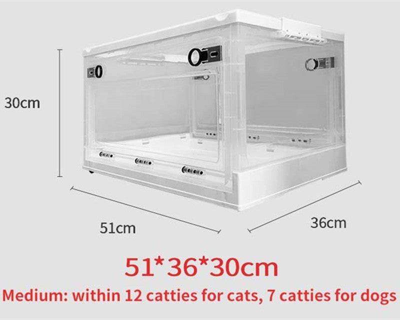 Caixa de Atomização para Animais de Estimação Gaiola de Oxigênio Dobrável Fácil de Transportar Caixa de Nebulização Veterinária Sala de Oxigênio para Animais de Estimação