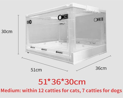 Caixa de Atomização para Animais de Estimação Gaiola de Oxigênio Dobrável Fácil de Transportar Caixa de Nebulização Veterinária Sala de Oxigênio para Animais de Estimação