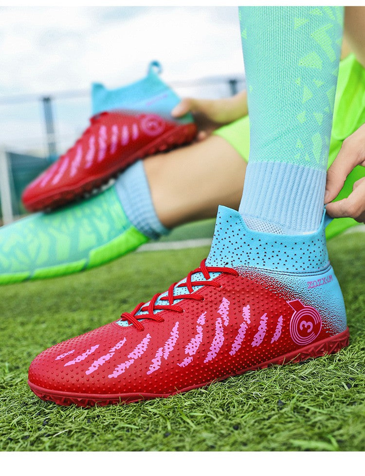 New High Top Football Shoes Cleats Soccer Shoes Boys And Girls Broken TF Nails For Adult Competitions Long Nails Training Boots